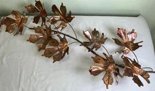 Vintage 70s/80s Metal Maple Leaf 2pc Swag Wall Decor Possibly HomeCo or Home Int