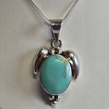 Sterling Silver Sea Turtle Necklace 16.31g Fine Jewelry 24.25" Chain READ 