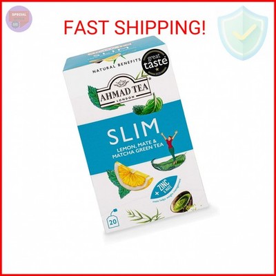 Ahmad Tea Green Tea, Lemon, Mate, & Matcha 'Slim' Natural Benefits Teabags, 20 c