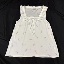 Disney LC Lauren Conrad Womens Top SMALL Minnie Mickey Mouse Sleeveless White