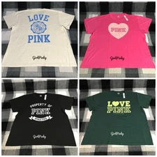 Victoria's Secret Pink Campus Cotton Short Sleeve THROWBACK Tees COLOR & SIZES