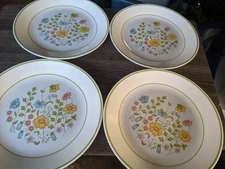 CORELLE MEADOW PATTERN 10.25 INCH DINNER PLATES x4 GOOD USED FREE USA SHIP READ!