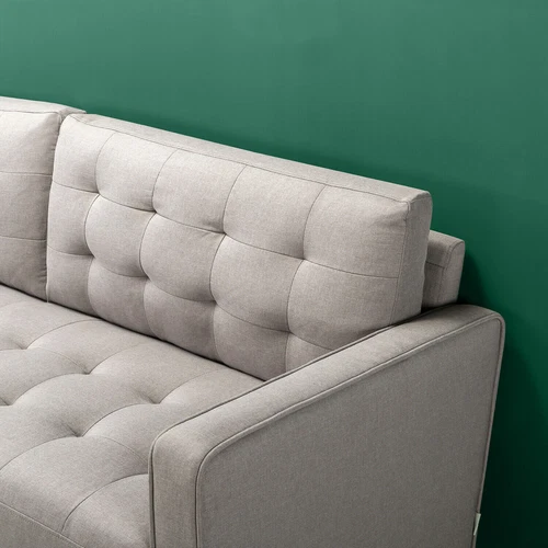 Zinus Mid-Century Retro 3 Seater Sofa Lounge Futon Couch Suite Fabric Grey 194cm - Picture 4 of 8