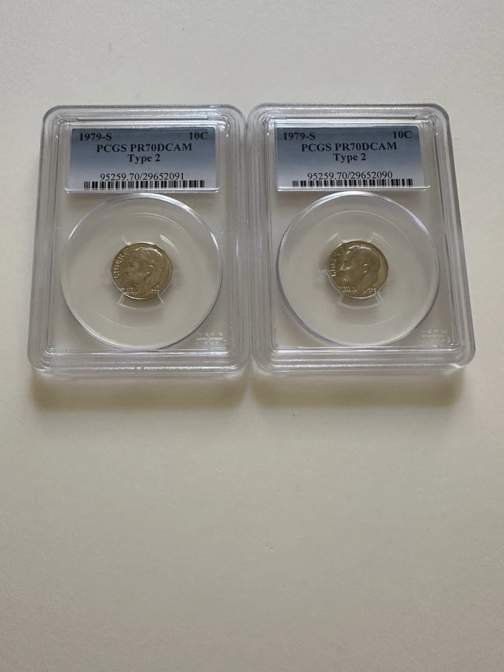 Two Extremely Rare ConnectionVerification Number 1979-S 10C PCGA PR70DCAM TYPE2 - Image 2 of 4