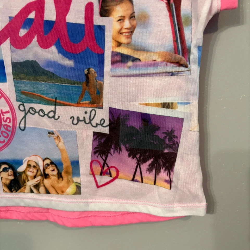 Футболка с рисунком Route 66 Cali Good Vibes Pink Beach (для девочек большая 10/12) - Изображение 3 из 4