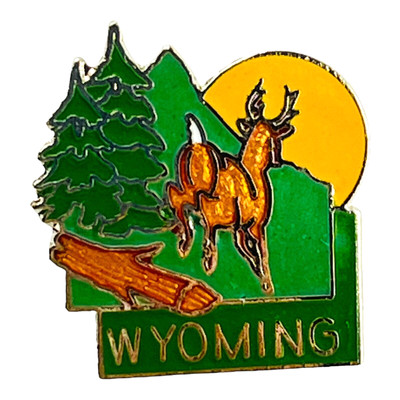 Vintage Wyoming Deer Lapel Hat Pin Travel Souvenir Gift