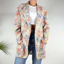 Vintage 90s Cottage Core Floral Pastel Oversized Blazer Jacket / Size: Large