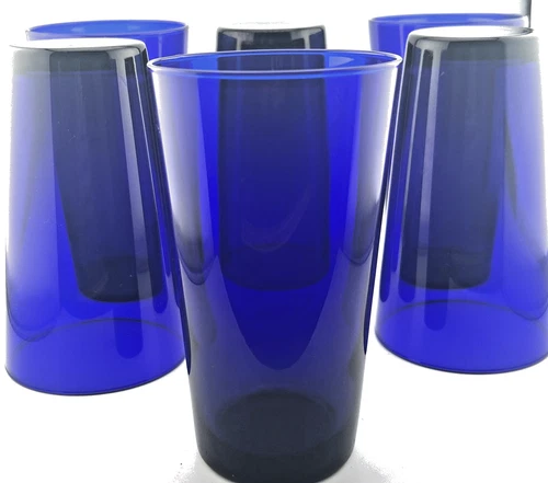Libbey Cobalt Blue Flared Tumblers 16 oz Set of 6 Vintage