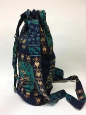 Hippie Napthal Block Print India Festival Water Bottle Bag Carrier Pouch Blue