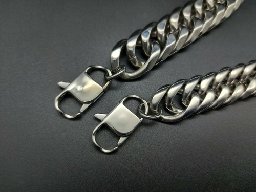 XXL Panzerkette 19 & 22 mm Halskette Edelstahl Silber MASSIV NEU - Bild 8 von 9