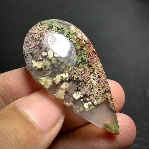 Scenic Moss Plume Agate Cabochon 44x22x6mm High Quality 39 ct - Picture 4 of 5