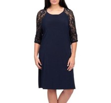 GABBY SKYE Plus Size 20W Ink Lace Raglan Sleeve Shift Dress NWT $98