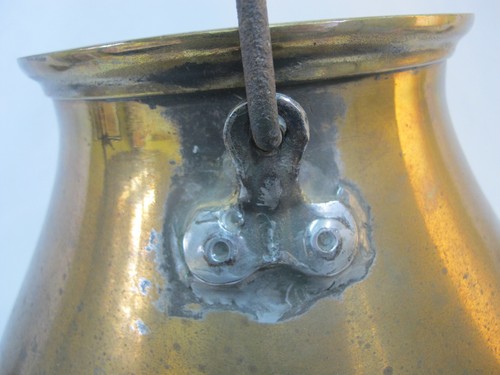 Primitive KUPFER 19. Jahrhundert große Milch MILCHEIMER Dose Kanne mit Henkel - Bild 7 von 8