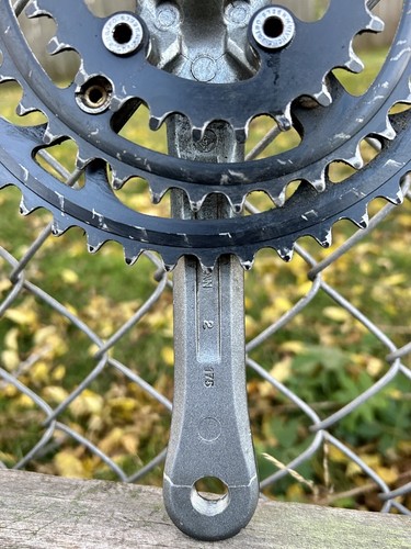 Vintage Sugino Crankset Triple 28 38 48 MTB Touring Cranks Cycloid Chainring 80s - Picture 6 of 6