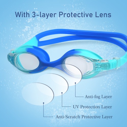 2PCS Kids 100% UV Protection HD Clear Swimming Goggles Anti-Fog Glasses Summer - Picture 6 of 10