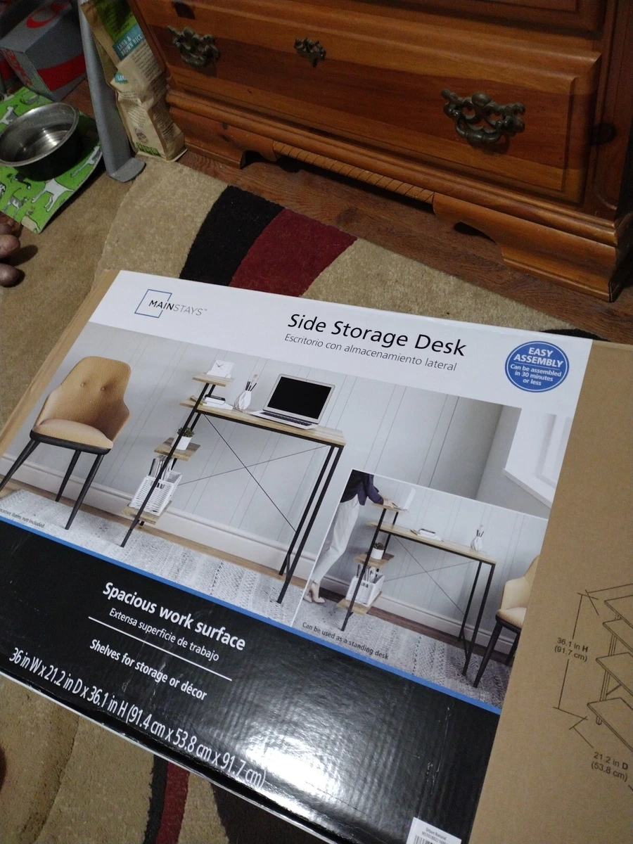 Mainstays Side Storage Desk Natural