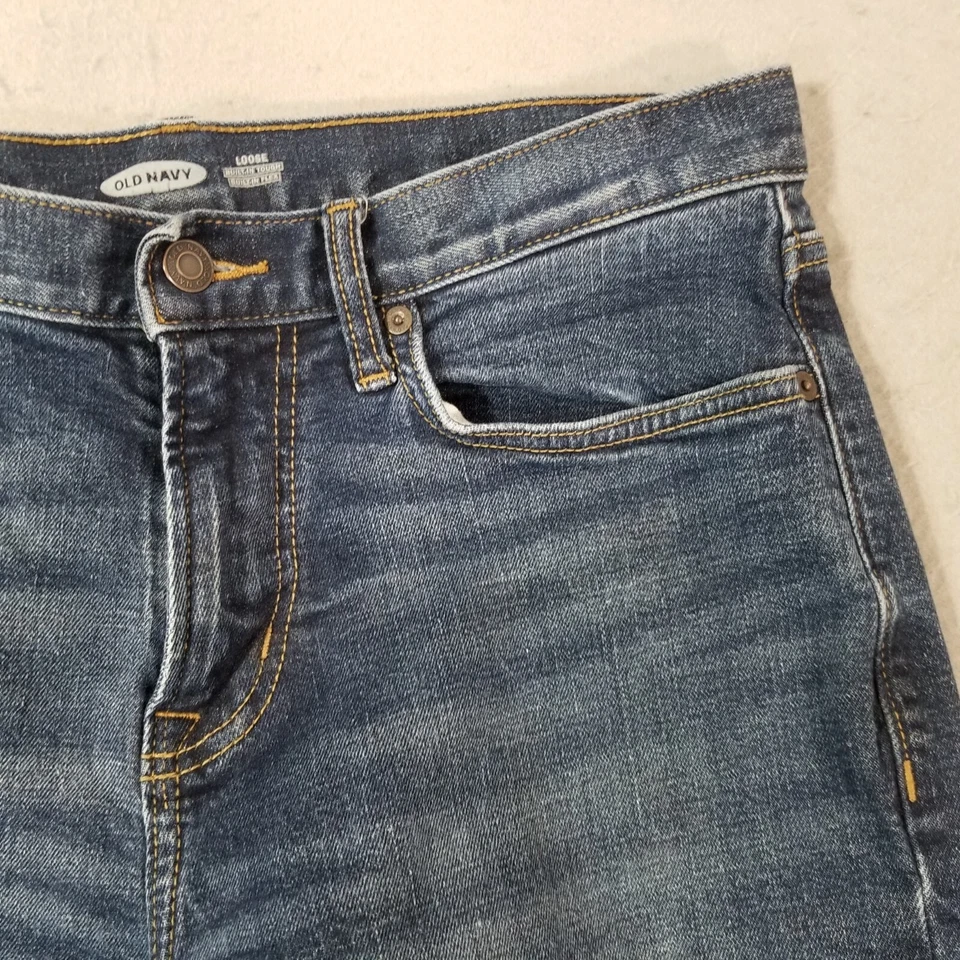 Old Navy jeans men's 32x34 loose straight blue stretch denim pants retro preppy - Image 4 of 4