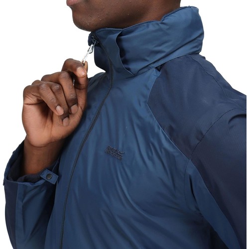 Regatta Telmar IV 3 In 1 Mens Waterproof Jacket Navy Hooded Outdoor Walking Coat - Picture 4 of 4