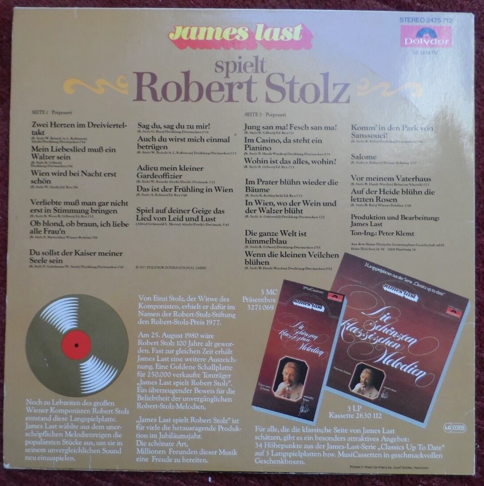 LP James Last - spielt Robert Stolz , Polydor 2475712, 1977, vg+/vg - Bild 3 von 3