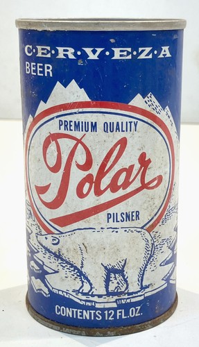 Cerveza Beer CAN Polar Pilsner NJ bottom opened pull tab steel side