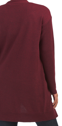 $435 THEORY CASHMERE OPEN FRONT RIB SLEEVE CARDIGAN SWEATER CRANBERRY DARK RED - Picture 8 of 11