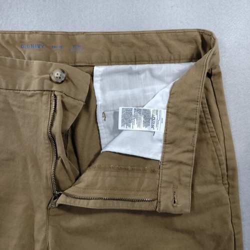 Old Navy Slim Built In Flex Tan Khaki Pants Mens Size Actual 34x28 - Picture 3 of 6