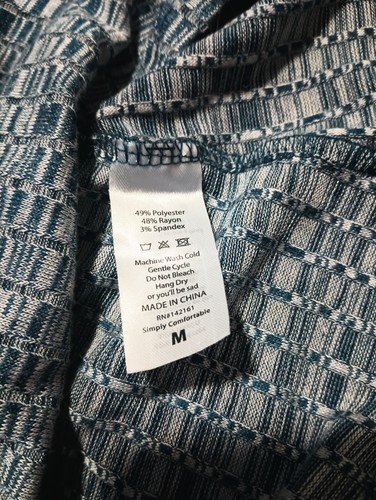 LULAROE Stretch Draped Blue Gray Geometric Long Duster Jacket Coat Sweater M - Picture 8 of 8