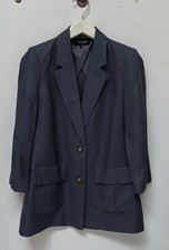 Women’s Jaeger Unlined Linen Blend Petroleum Grey Jacket Size 8