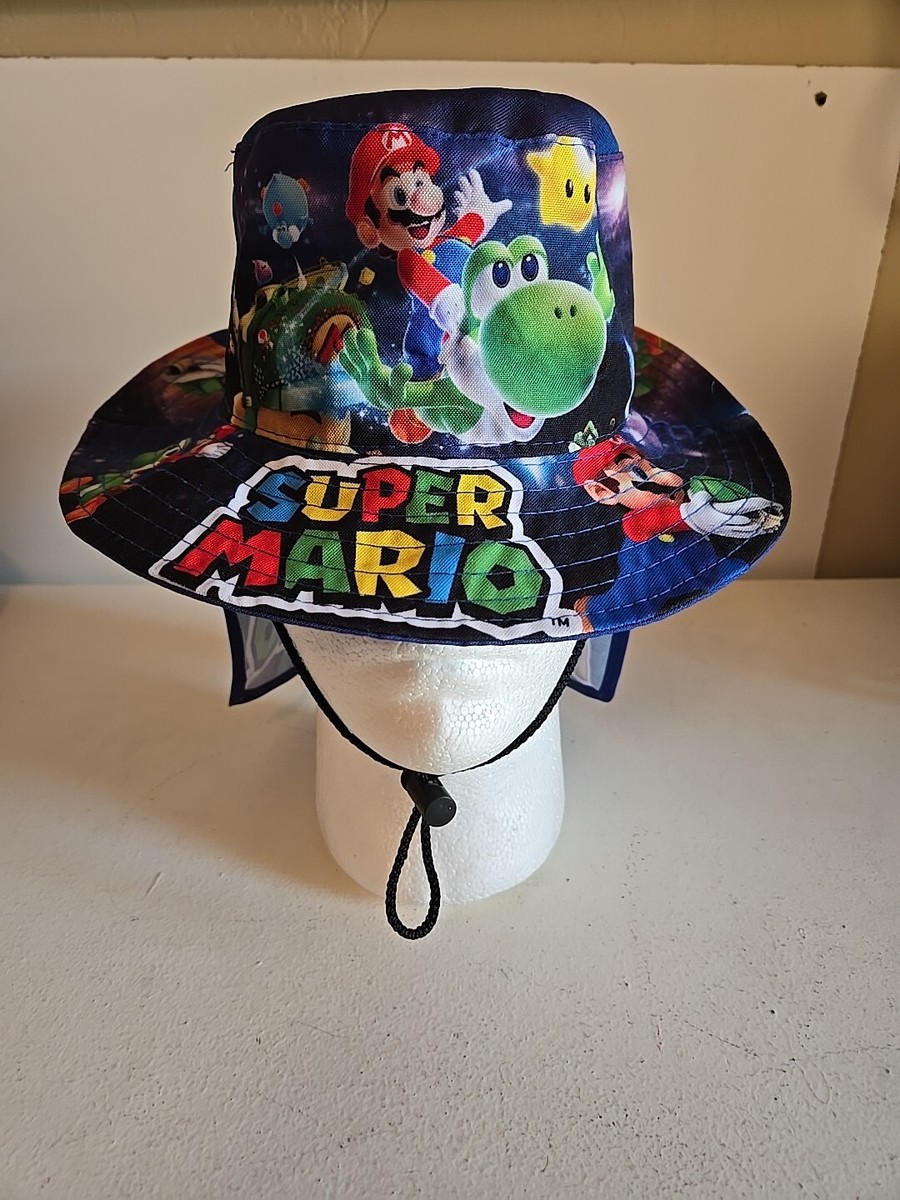Super Mario Hat Cap W/Neck Flap Childrens Small