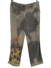 VTG women's 12 One-of-a-Kind 100 silk wide Pant hand painted fall leaf flower