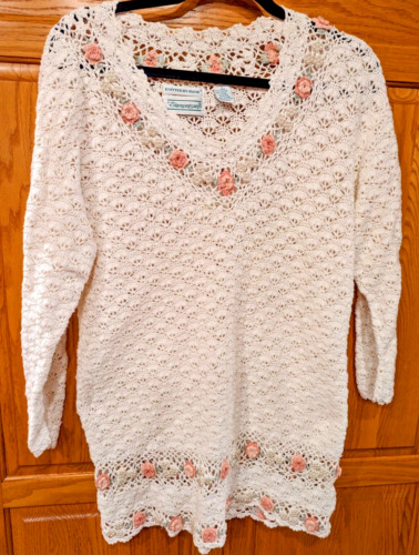 Vintage Shenanigans Knitted by Hand Tunic White Cr