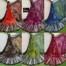 Women's Chiffon Floral Printed Saree With Contrass Blouse