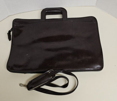 バッグ Vintage Leather Portfolio Case Bag Shoulder Strap Handles Pockets