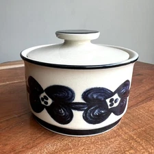 Design Four Kalmar Sugar Bowl Jar Cobalt Blue Flower 681 Japan Stoneware