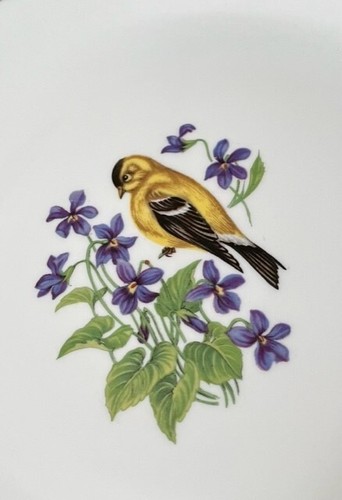 VTG 11 3/4" Bavaria Schumann Arzberg Germany American Goldfinch Larkspur Flowers - Picture 4 of 4