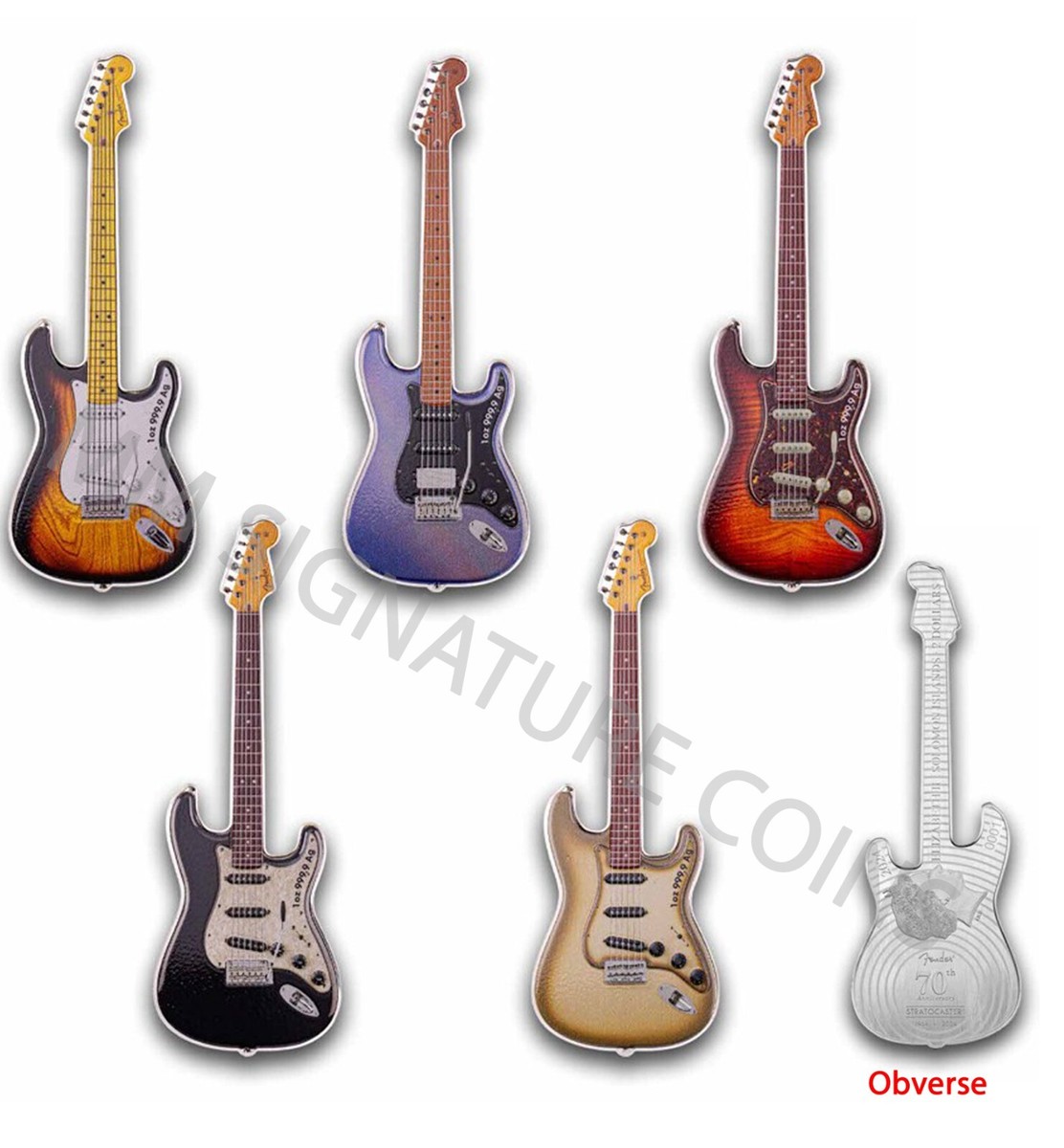 2024 1 oz Silver Fender Stratocaster Guitar 70th Anniversary 2024 1 oz Silver Fender Stratocaster Guitar 70th Anniversary