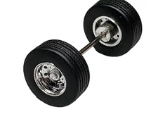 1/64 DCP PARTS CHROME RIM SUPER SINGLES WHEEL/TIRE PAIR W/ AXLE