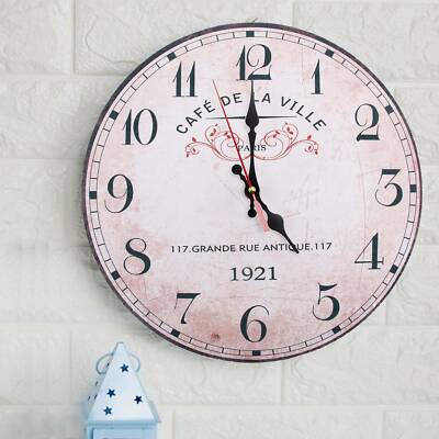 Vintage Wanduhr Analog Küchenuhr Antik Design Retro Wohnzimmer Uhr DE