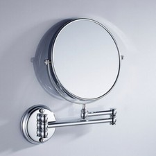 Polished Chrome Makeup Mirror Folding Double Sided Wall Mount 3x Magnification