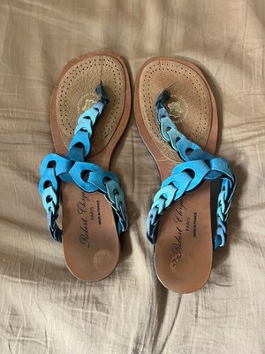 robert clergerie paris leder sandalen blautöne gr 38,5