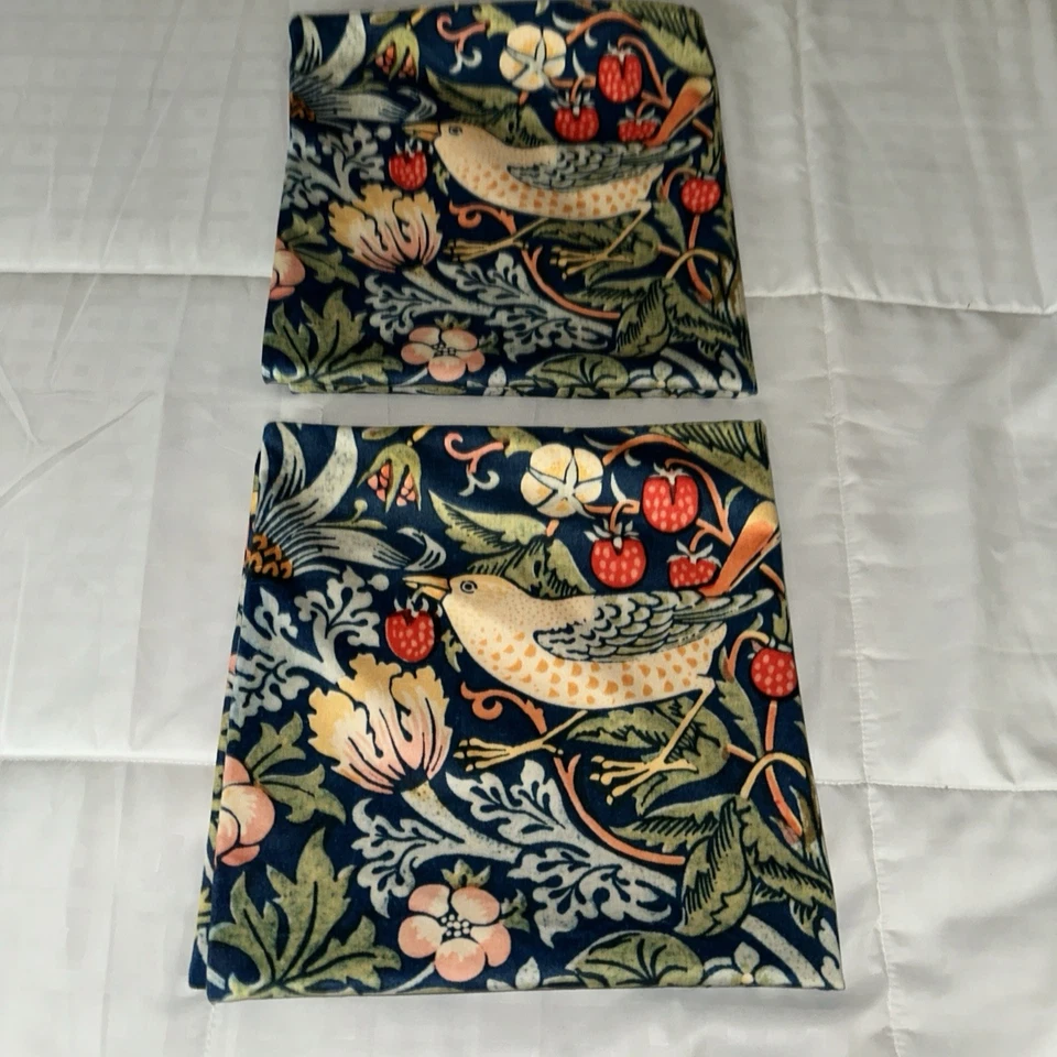 (2)William Morris Handmade Strawberry Thief Pillow Covers 24X24 Velvety Soft EUC - Image 2 of 4