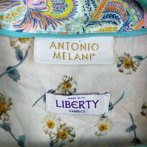 Antonio Melani Pajama Set Womens L Liberty Fabric Floral Button Up Top W/Shorts - Picture 2 of 16