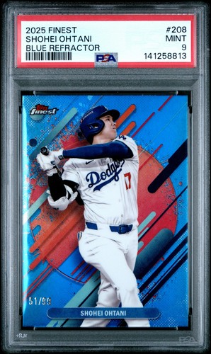 2025 Topps Finest - Shohei Ohtani "RARE" TRUE BLUE Refractor /99 - PSA 9