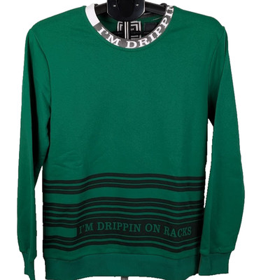 Saw Couture Clothing Men's Size Medium~Green ''I'm Drippin On Racks'' Sweatshirt