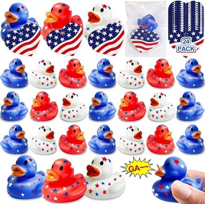 ''24 Pack Patriotic Rubber Ducks, 4th of July Rubber Ducks for Ducking Bulk, 4t..