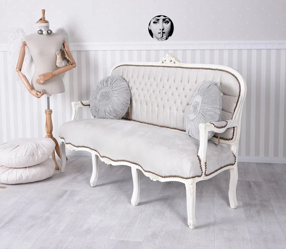 Samtsofa Sofa Rokoko Couch Antik Barocksofa Sitzbank Bank Polsterbank Sofabank - Bild 4 von 4