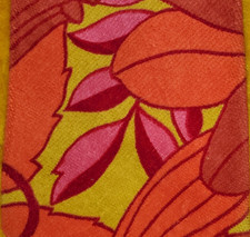 1970s VINTAGE MOD FUNKY  CORDUROY MENS TIE  PINK ORANGE YELLOW  FLORAL  58"