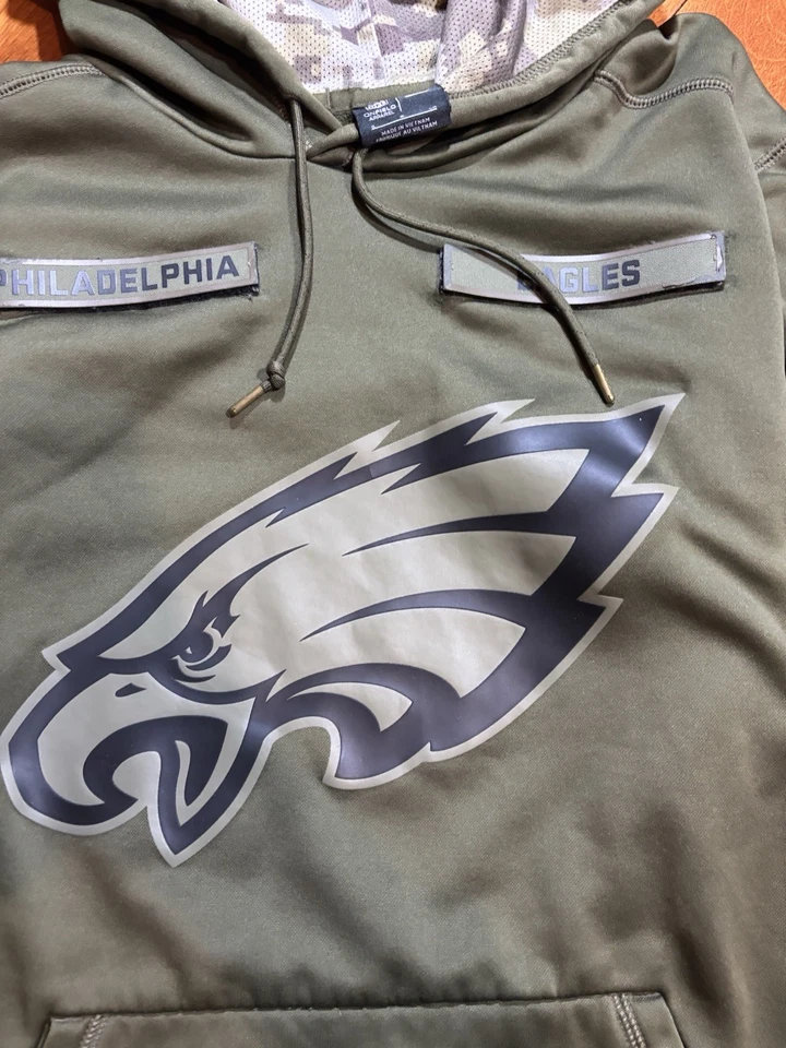 Moletom com capuz Nike Philadelphia Eagles Salute to Service pequeno NFL On Field Olive - Imagem 2 de 4