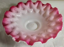 Antique Victorian Cased Art Glass Dish for Silver Plated Compote, 6.75" Pink