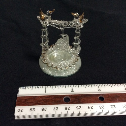 Blown Glass WISHING WELL Figurine ● Moveable part ● Hand spun glass ● Birds - Picture 2 of 7